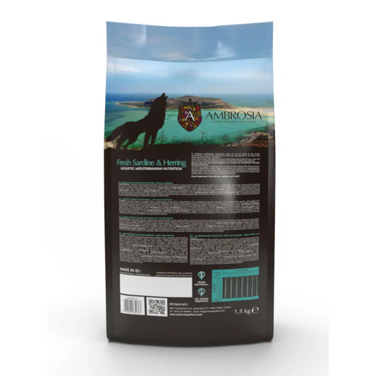 Ambrosia Mediterranean Grain Free Dog Fresh Sardine & Herring (Puppy)
