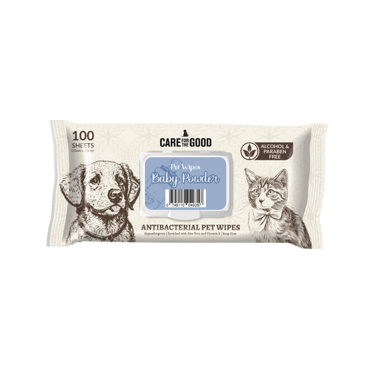Care For The Good Antibacterial Pet Wipes For Cats & Dogs Baby Powder - 100pcs
