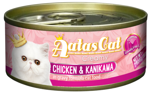 Aatas Cat Creamy Chicken & Kanikama In Gravy Canned Cat Food 80g