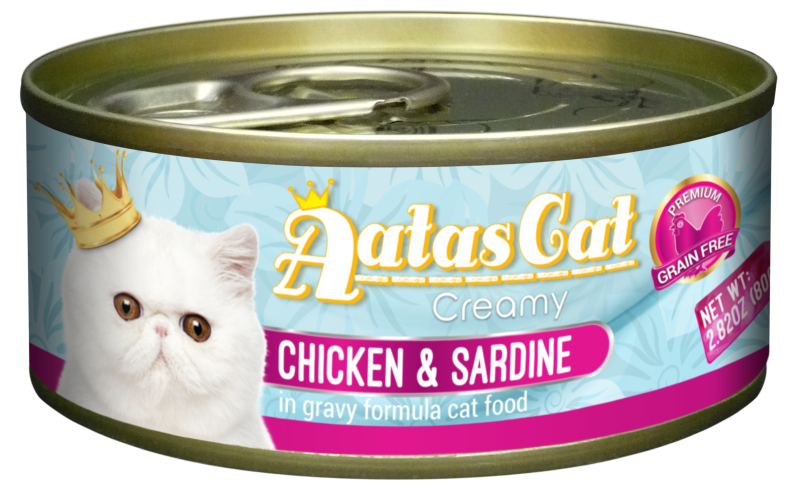Aatas Cat Creamy Chicken & Sardine In Gravy Canned Cat Food 80g