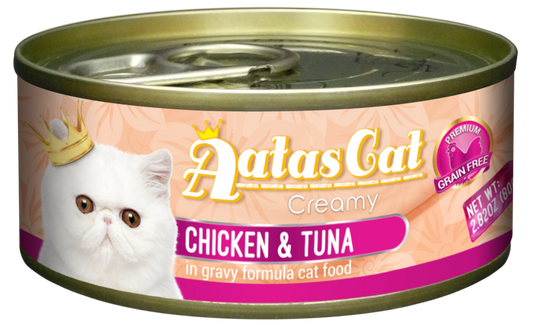 Aatas Cat Creamy Chicken & Tuna In Gravy Canned Cat Food 80g