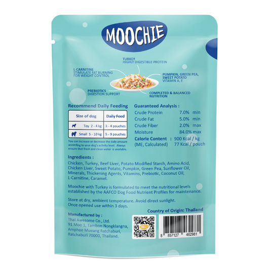 Moochie Weight Control Turkey with Sweet Potato, Pumpkin, Green Pea & Coconut Oil - 85g