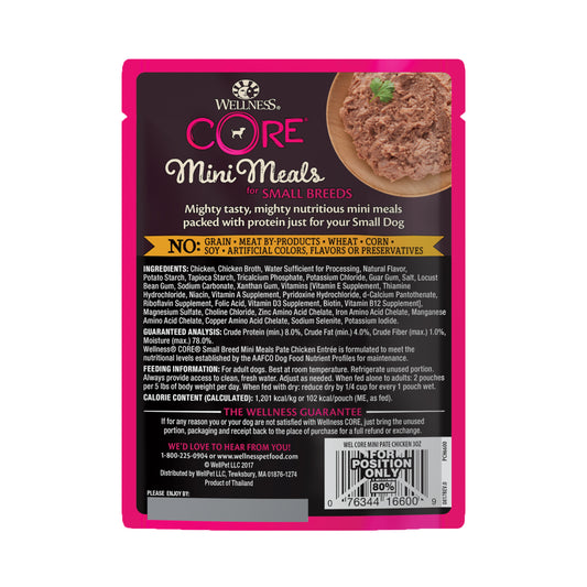 Wellness Core Small Breed Mini Meals - Pate Chicken Wet Dog Food 3oz