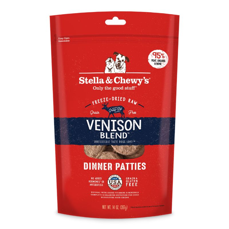 Stella & Chewy's Venison Blend Dinner Patties Grain-Free Freeze-Dried Raw Dog Food - 14 oz
