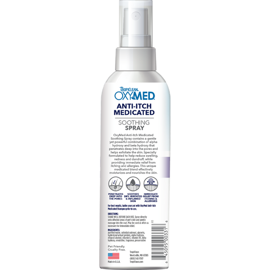 Tropiclean OxyMed Anti-Itch Medicated Spot Treatment Spray for Cats & Dogs 8oz