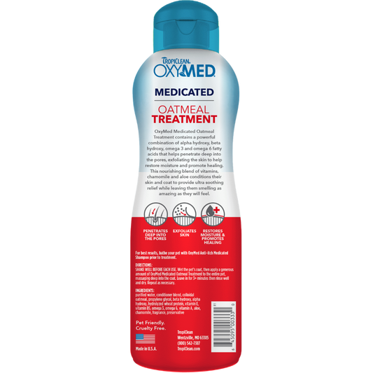 Tropiclean OxyMed Medicated Oatmeal Treatment Rinse for Cats & Dogs 20oz