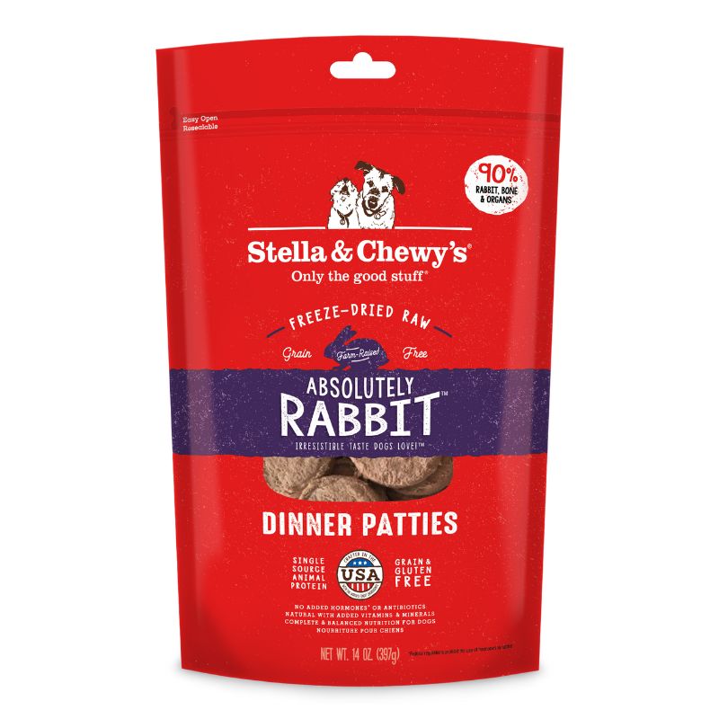 Stella & Chewy's Absolutely Rabbit Dinner Patties Grain-Free Freeze-Dried Raw Dog Food 14oz