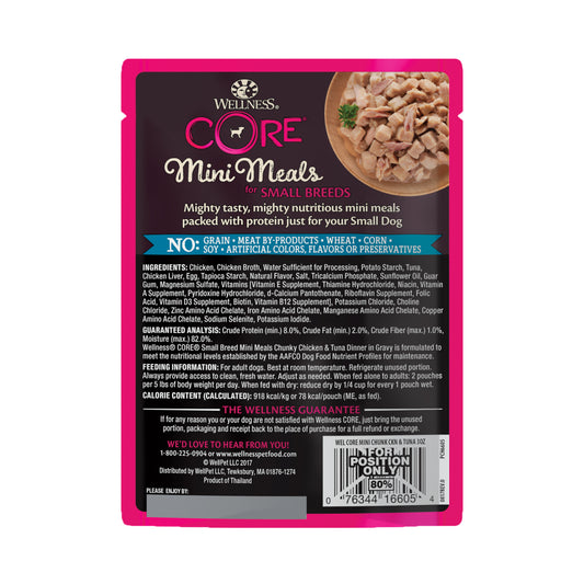 Wellness Core Small Breed Mini Meals - Chunky Chicken & Tuna Wet Dog Food 3oz
