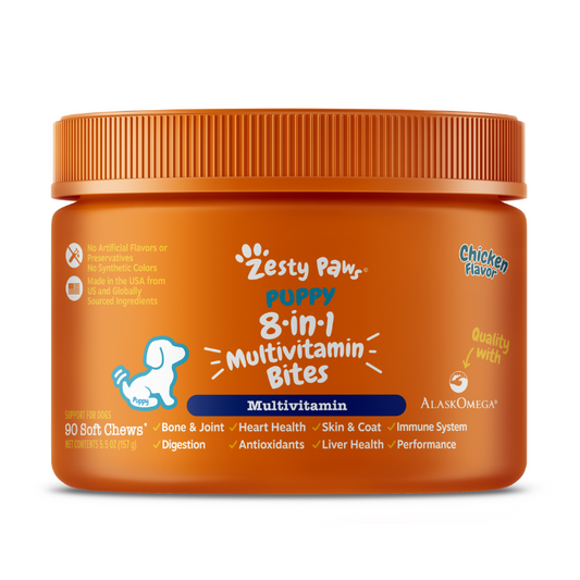 Zesty Paws Puppy 8-in-1 Bites Multivitamin Chicken Flavor Dog Supplement Chews - 90ct