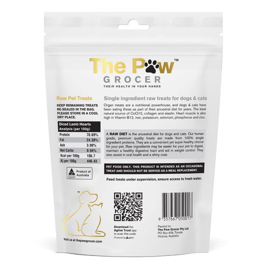 The Paw Grocer Lamb Hearts Freeze-Dried Treats 90g