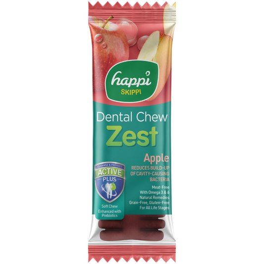 [10 for $12] Happi Skippi Zest Apple 4 Inch Dental Dog Chew - 25g
