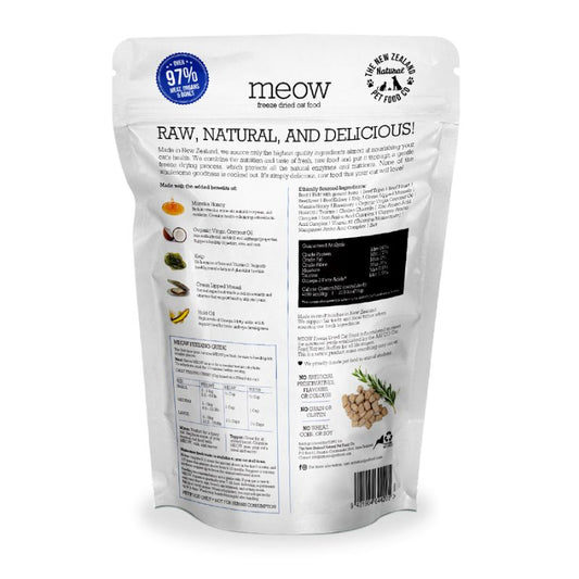 NZ Natural MEOW Freeze Dried Raw Beef & Hoki Cat Food - 280g