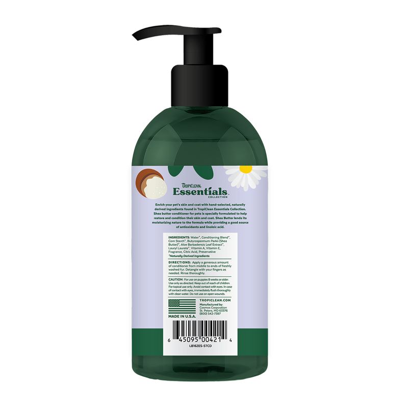 Tropiclean Essentials Shea Butter Moisturizing Conditioner For Cats & Dogs 16oz