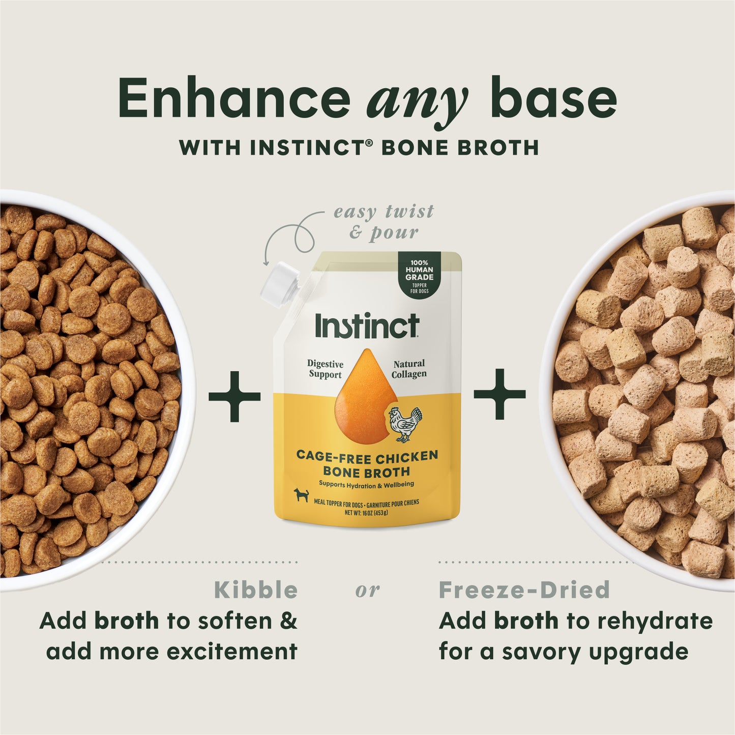 Instinct Cage Free Chicken Bone Broth Meal Topper For Dogs