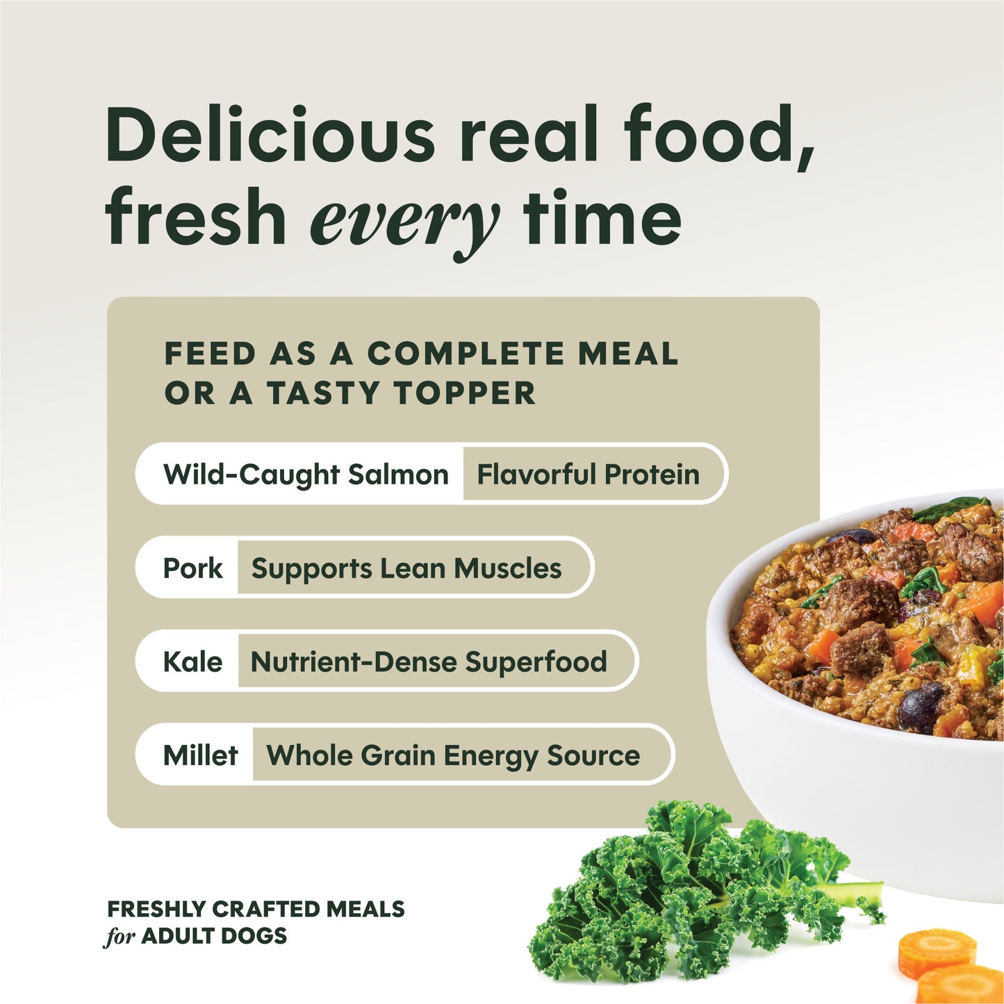 Instinct Freshly Crafted Meals Pork & Wild-caught Salmon Recipe For Adult Dogs
