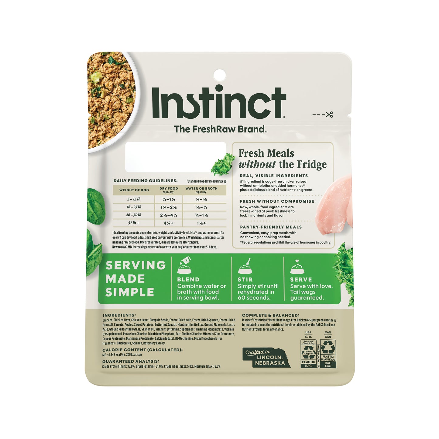 Instinct Freshdried Meal Blends Chicken & Supergreens Blend Dog Food