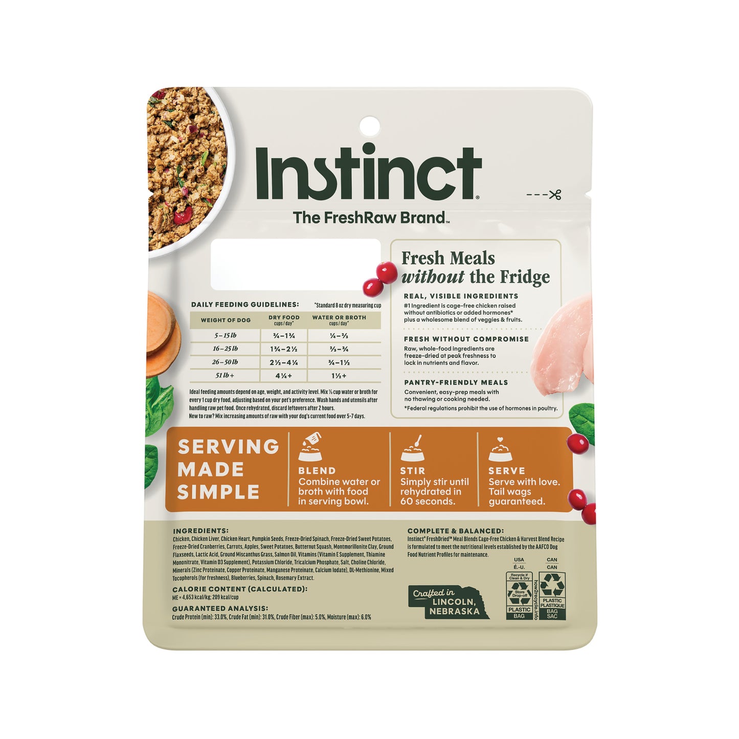 Instinct Freshdried Meal Blends Chicken & Harvest Blend Dog Food