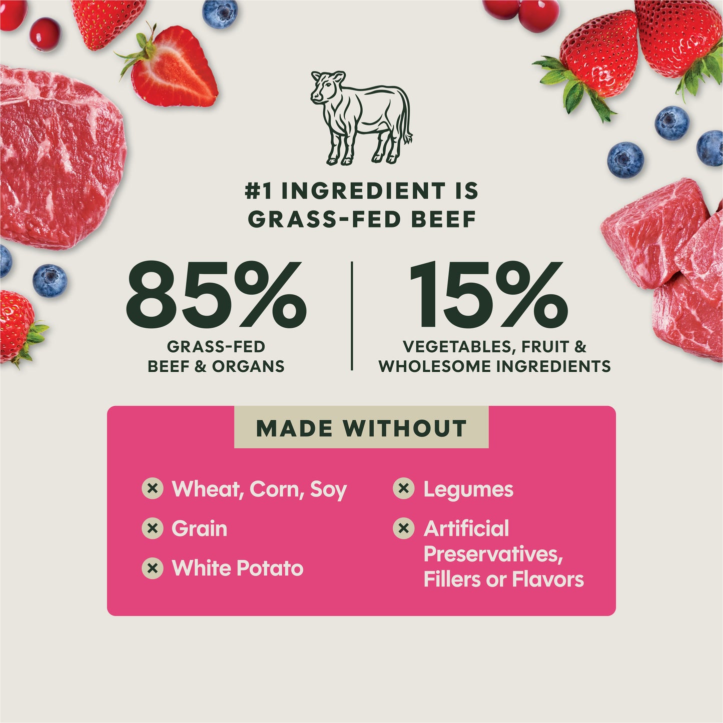 Instinct Freshdried Meal Blends Beef & Wild Berries Blend Dog Food