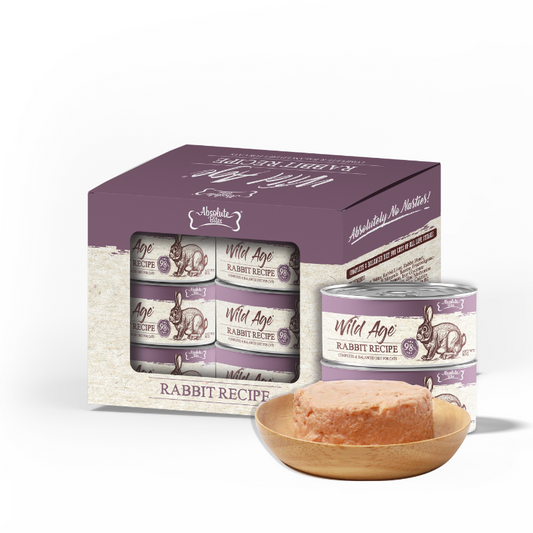 Absolute Bites Wild Age Complete & Balanced Diet Canned Cat Food - Rabbit Recipe 80g (Box of 6)