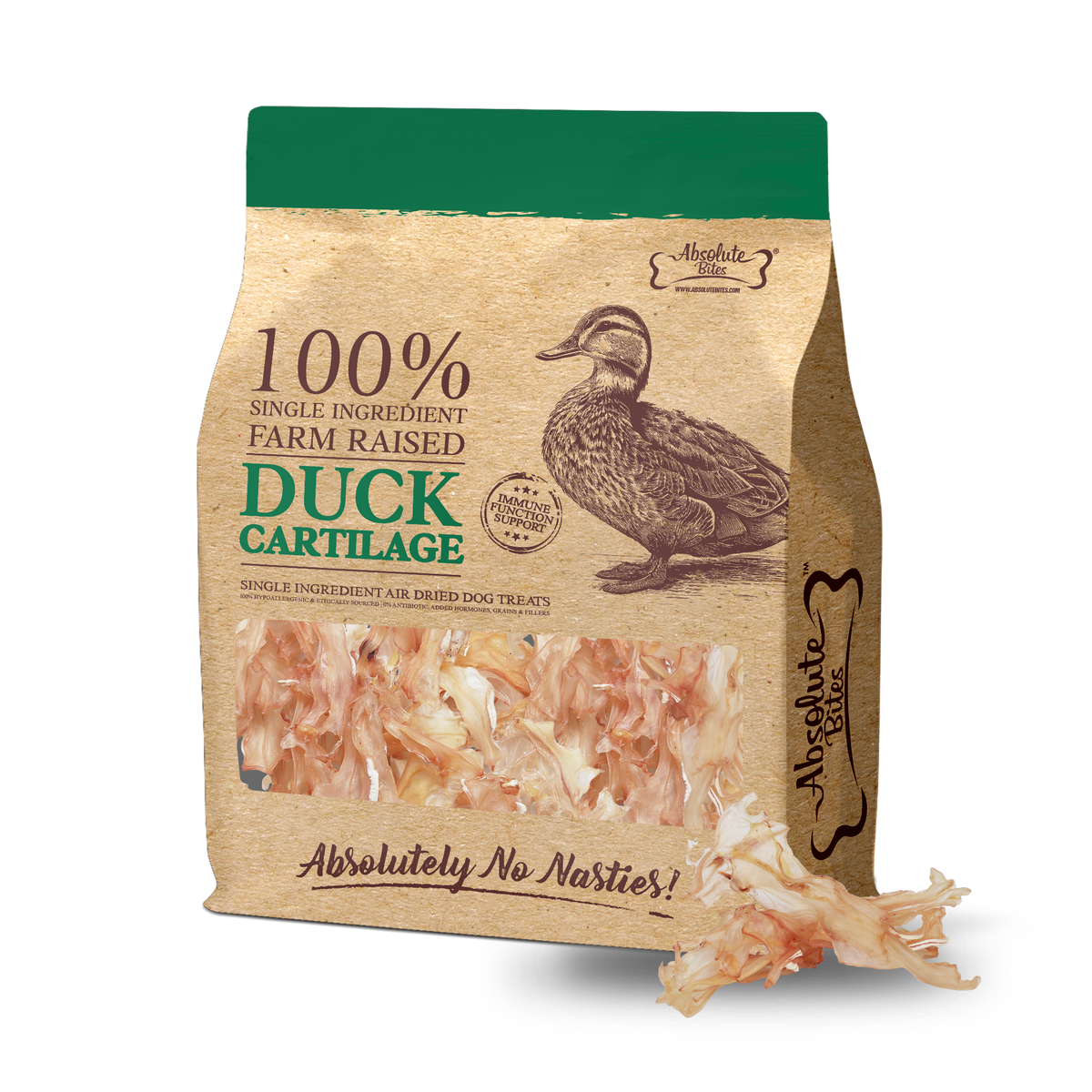 Absolute Bites Single Ingredient Air Dried Treats For Dogs - Duck Cartilage (300g)