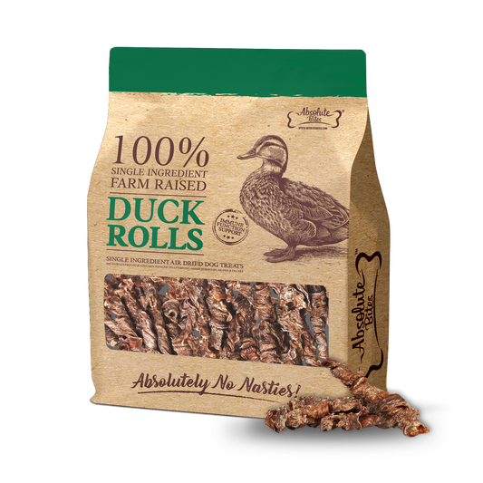 Absolute Bites Single Ingredient Air Dried Treats For Dogs - Duck Rolls (300g)