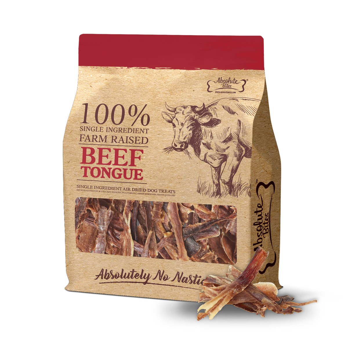 Absolute Bites Single Ingredient Air Dried Treats For Dogs - Beef Tongue (160g)