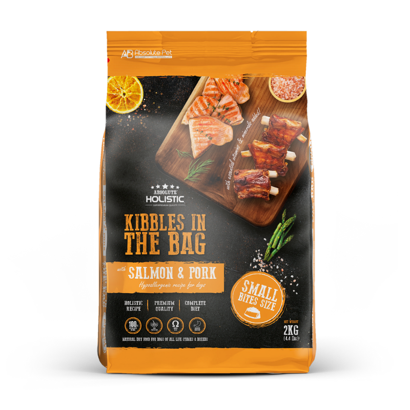 Absolute Holistic Kibbles In The Bag Hypoallergenic Recipe Small Bites Dog Dry Food - Salmon & Pork [2 Sizes]
