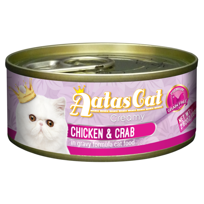 Aatas Cat Creamy Chicken & Crab In Gravy Canned Cat Food 80g