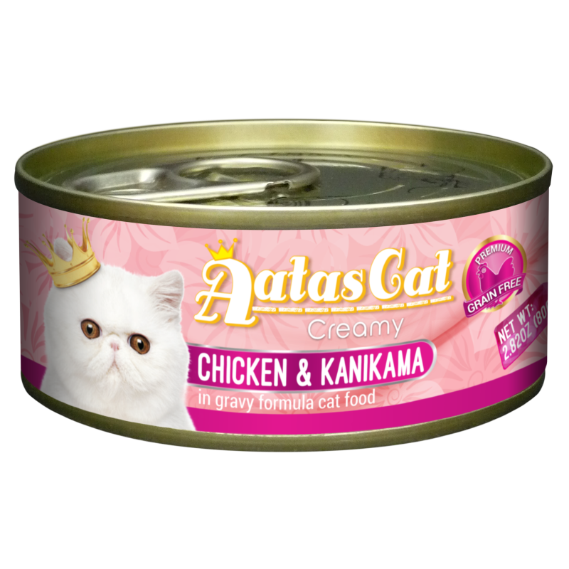 Aatas Cat Creamy Chicken & Kanikama In Gravy Canned Cat Food 80g