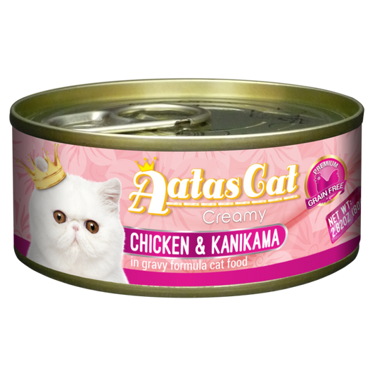 Aatas Cat Creamy Chicken & Kanikama In Gravy Canned Cat Food 80g
