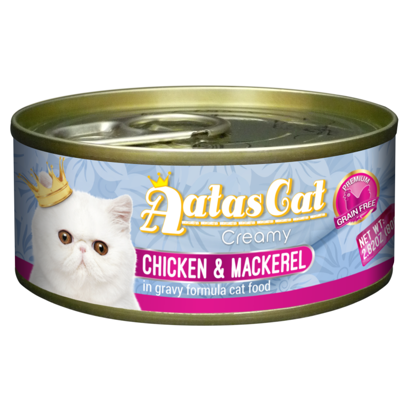 Aatas Cat Creamy Chicken & Mackerel In Gravy Canned Cat Food 80g