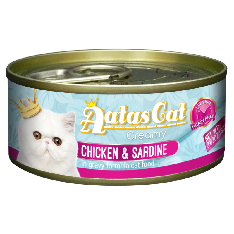 Aatas Cat Creamy Chicken & Sardine In Gravy Canned Cat Food 80g