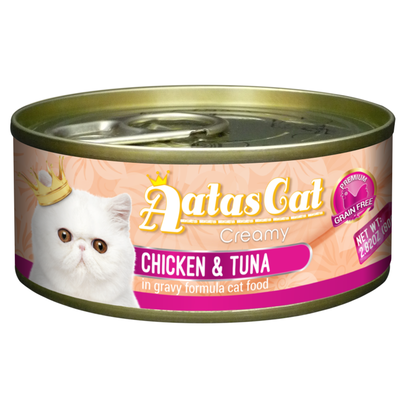 Aatas Cat Creamy Chicken & Tuna In Gravy Canned Cat Food 80g