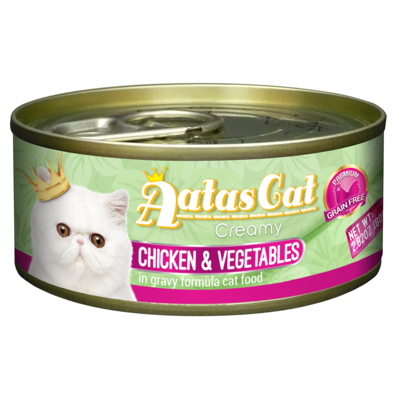 Aatas Cat Creamy Chicken & Vegetables In Gravy Canned Cat Food 80g