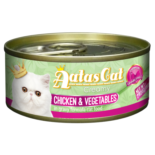 Aatas Cat Creamy Chicken & Vegetables In Gravy Canned Cat Food 80g