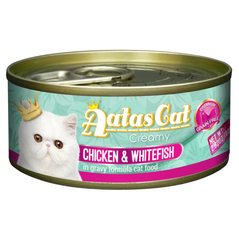 Aatas Cat Creamy Chicken & Whitefish In Gravy Canned Cat Food 80g