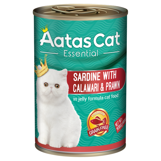 Aatas Cat Essential Sardine w Calamari and Prawn in Jelly 400g