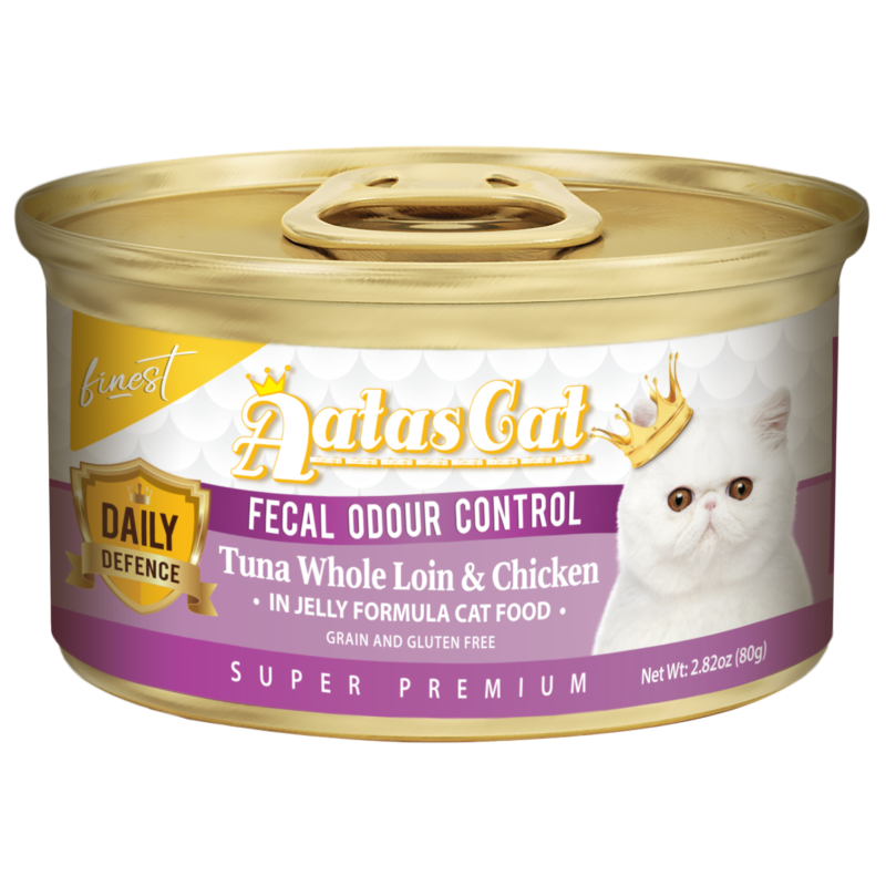 Aatas Cat Finest Daily Defence Fecal Odour Control Tuna Whole Loin & Chicken in Jelly Formula 80g