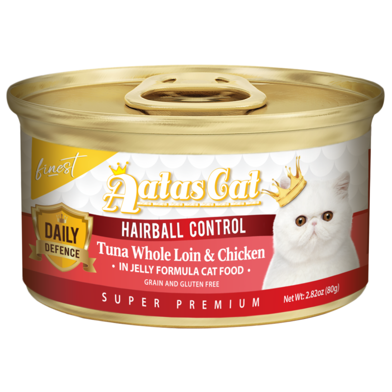 Aatas Cat Finest Daily Defence Hairball Control Tuna Whole Loin & Chicken in Jelly Formula 80g
