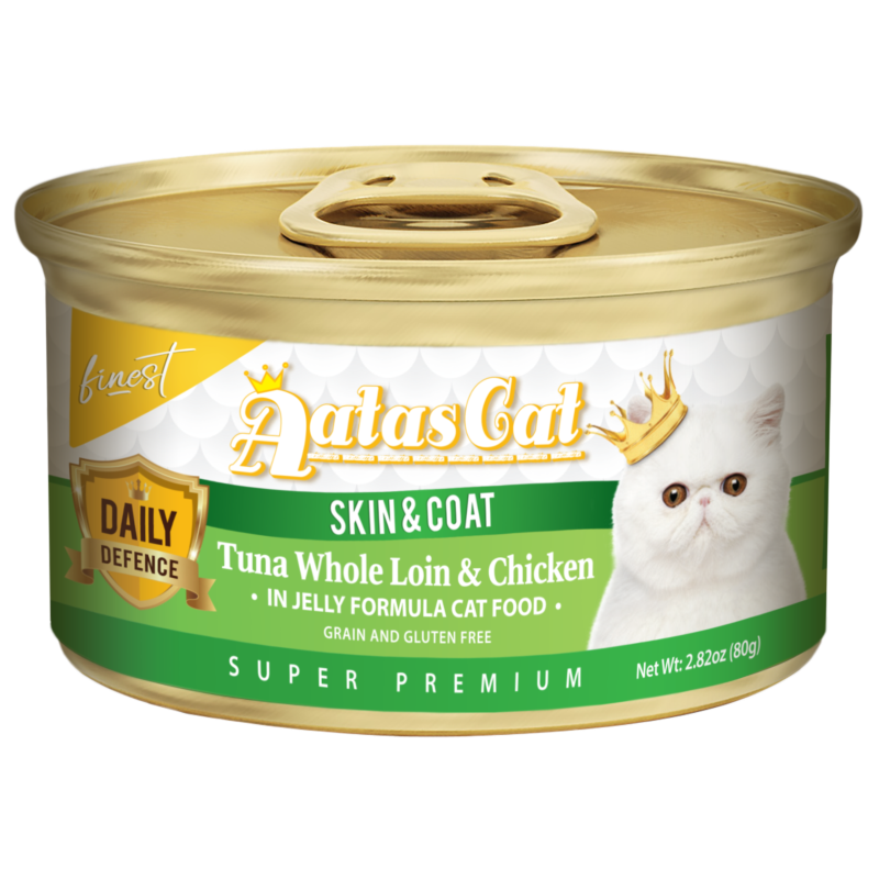 Aatas Cat Finest Daily Defence Skin & Coat Tuna Whole Loin & Chicken in Jelly Formula 80g