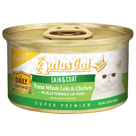 Aatas Cat Finest Daily Defence Skin & Coat Tuna Whole Loin & Chicken in Jelly Formula 80g