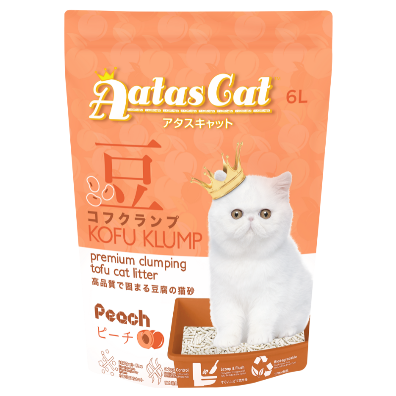 Aatas Cat Kofu Klump Tofu Cat Litter Peach - 6L