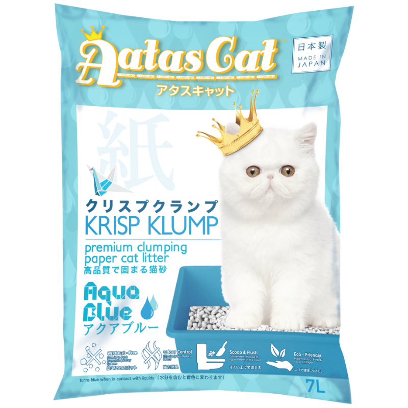 Aatas Cat Krisp Klump Paper Cat Litter Aqua Blue - 7L