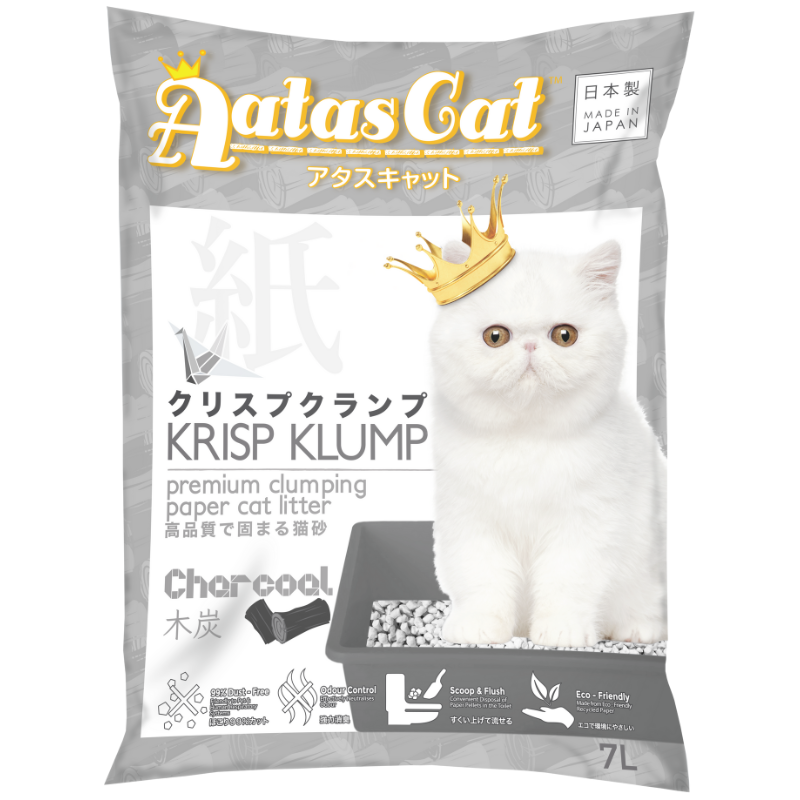 Aatas Cat Krisp Klump Paper Cat Litter Charcoal - 7L