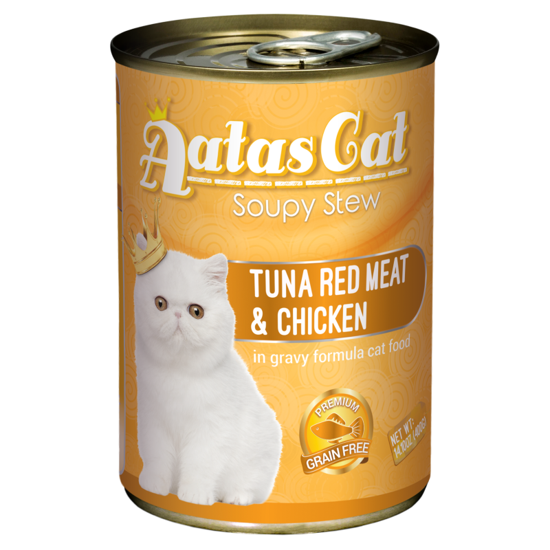Aatas Cat Soupy Stew Tuna Red Meat w Chicken in Gravy 400g