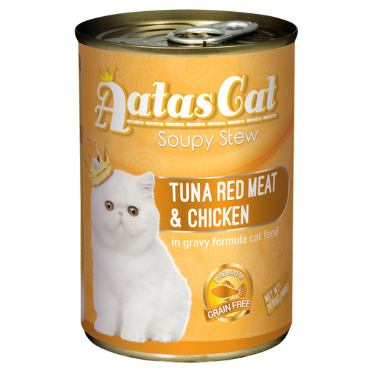 Aatas Cat Soupy Stew Tuna Red Meat w Chicken in Gravy 400g