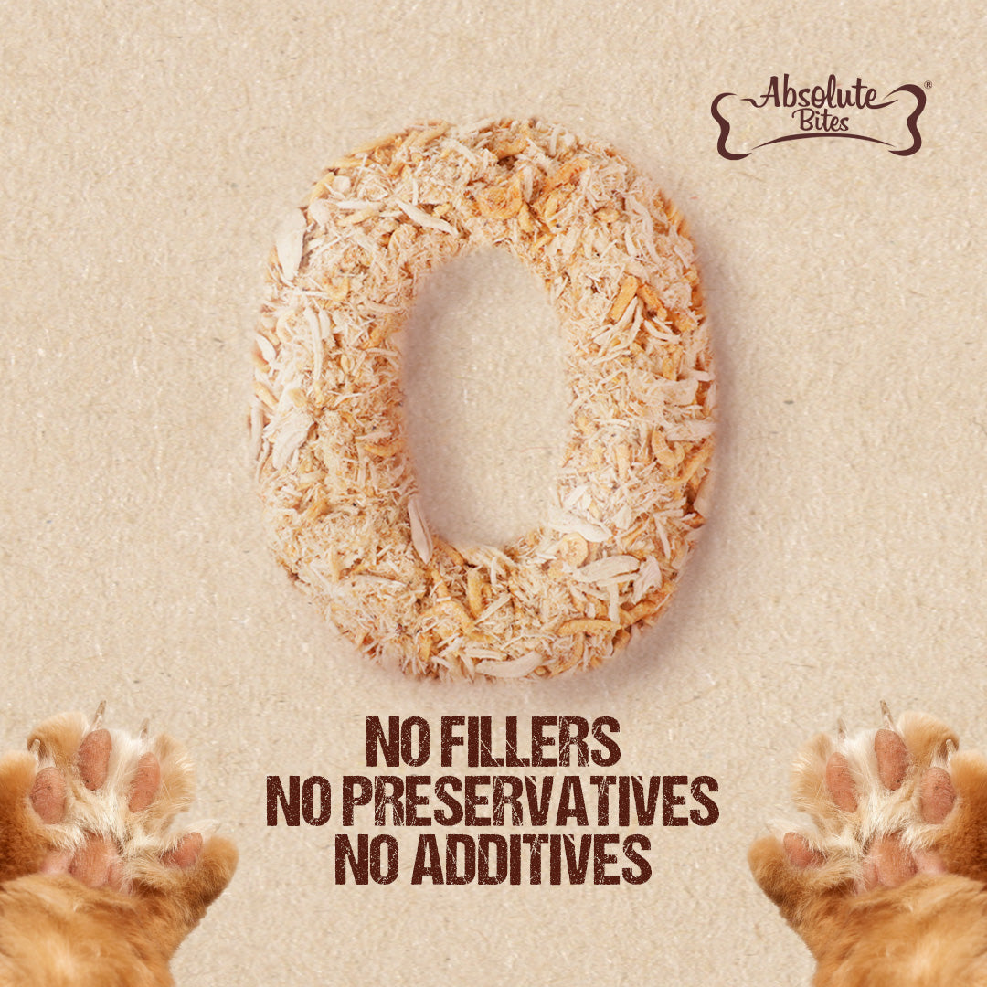 Absolute Bites Freeze Dried Wild Flakes Meat Flakes Toppers For Cats & Dogs - Duck With Egg Yolk Recipe (100g)