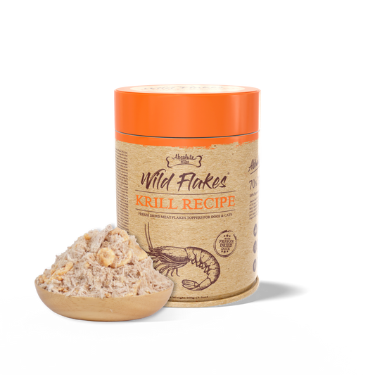Absolute Bites Freeze Dried Wild Flakes Meat Flakes Toppers For Cats & Dogs - Duck With Krill Recipe (100g)