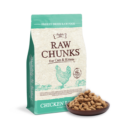 Absolute Bites Raw Chunks Freeze Dried Raw Food for Cats & Kittens - Chicken Recipe