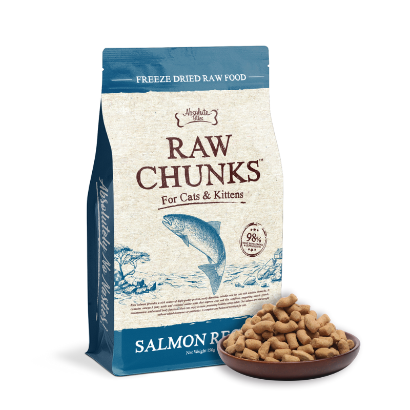 Absolute Bites Raw Chunks Freeze Dried Raw Food for Cats & Kittens - Salmon Recipe